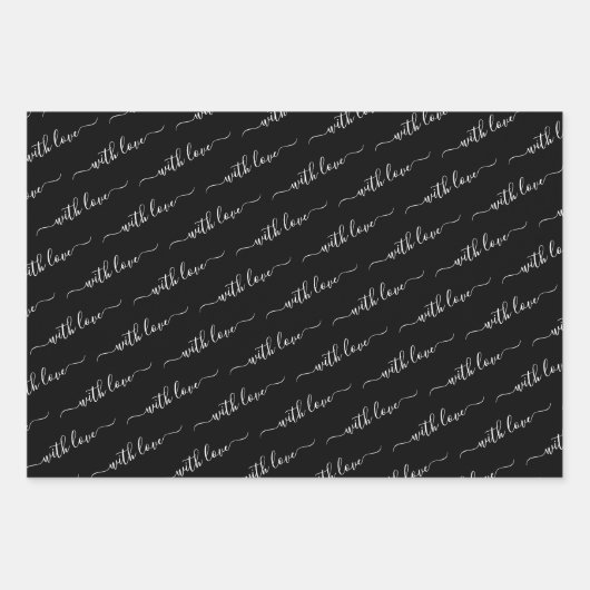 Met Love Typography Black en White Inpakpapier Vel (Voorkant 3)