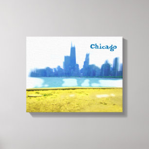Met luchtborstel geschilderde Chicago wolkenkrabbe Canvas Afdruk