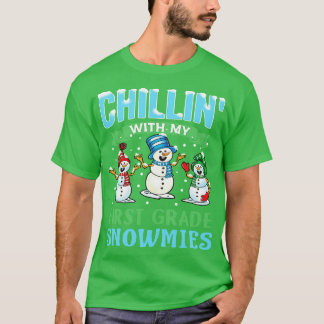 Met mijn eerste klas sneeuwmies school leraar t-shirt