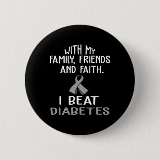 Met mijn familie en geloof versloeg ik DIABETES Ronde Button 5,7 Cm