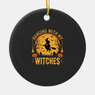 Met mijn heksen Halloween-ontwerp (2) Keramisch Ornament