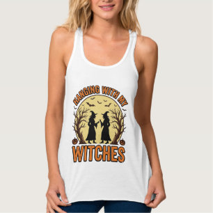Met mijn heksen hangen Vintage Halloween-ontwerp_1 Tanktop