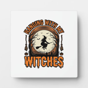 Met mijn heksen hangen Vintage Halloween T-shirt D Fotoplaat