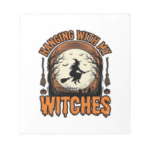 Met mijn heksen hangen Vintage Halloween T-shirt D Notitieblok