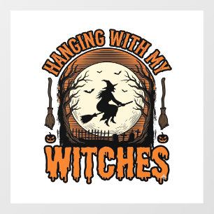 Met mijn heksen hangen Vintage Halloween T-shirt D Raamsticker