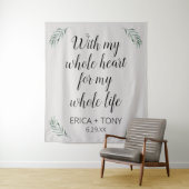 Met mijn hele Heart Wedding Greenery gepersonalise Wandkleed (In situ)