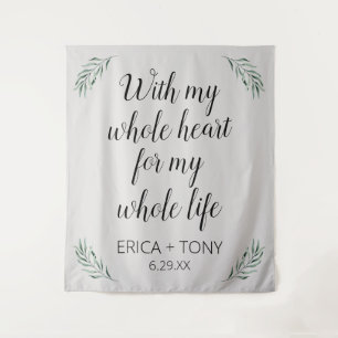 Met mijn hele Heart Wedding Greenery gepersonalise Wandkleed