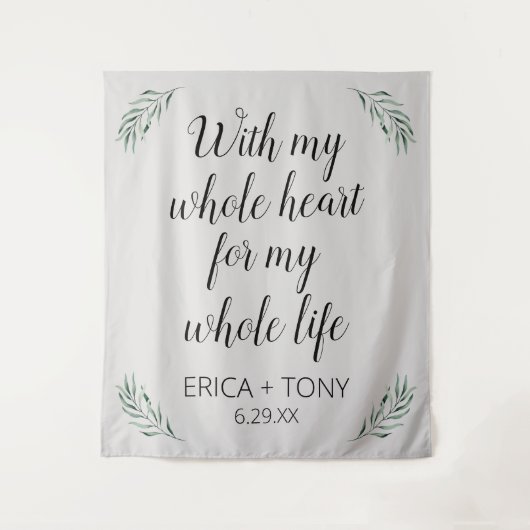 Met mijn hele Heart Wedding Greenery gepersonalise Wandkleed (Voorkant)