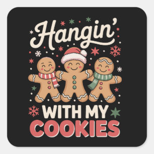 Met mijn koekjes gemberbrood Kerstmis Leraar Vierkante Sticker