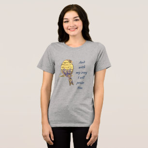 Met mijn lied prijs ik Hem Bijbel Schriftuur Vogel Tri-Blend Shirt