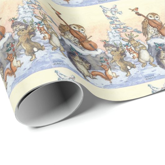 Met Molly Brett dansende bosdieren met kerstdansen Cadeaupapier (Rol Hoek)