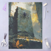 Met mos bedekte grafsteen met spindecoupage tissuepapier (Craft)