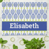 Met naam 💙 blauw, groen, wit 🎾 theedoek (Gevouwen)