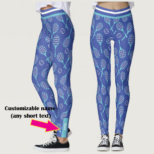 Met naam 💙 blauwtennis 🎾 patroon leggings