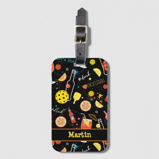 Met naam Dinks en 🍾 🥂 drinken - pickleball Lugga Bagagelabel (Voorkant (verticaal))