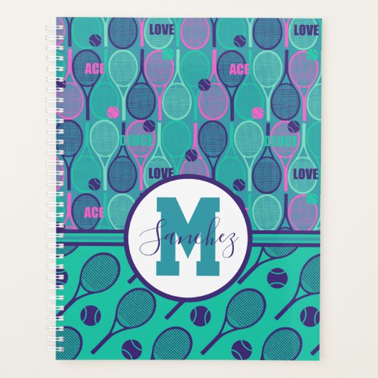 Met naam Minty- en paarse tennisrackets Planner (Voorkant)