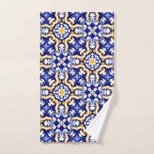 Met naam 💙 periwinkle, blauw en geel Azulejos Bad Handdoek (Handdoek)