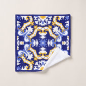 Met naam 💙 periwinkle, blauw en geel Azulejos Bad Handdoek (Wasdoekje)