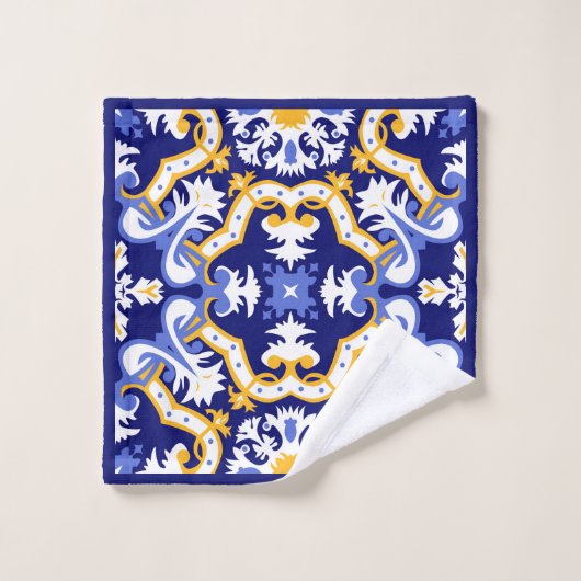 Met naam 💙 periwinkle, blauw en geel Azulejos Bad Handdoek (Wasdoekje)