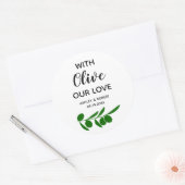 Met olijfolie onze liefde, Olijfolie Cirkel Sticke Ronde Sticker (Envelop)