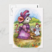 Met oma lopen - Cute Mouse Art Briefkaart (Voorkant / Achterkant)