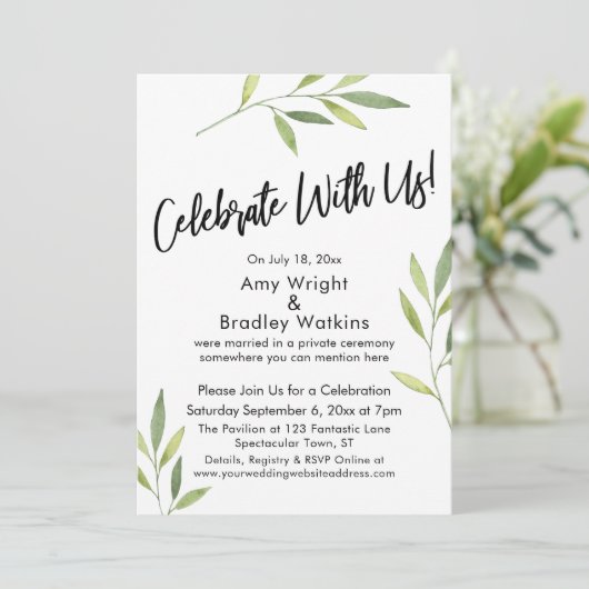 Met ons vieren! Groene Waterverf Kaart (Staand voorkant)