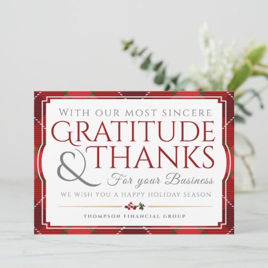 Met onze dankbaarheid en Bedankt voor uw bedrijf Kaart (Staand voorkant)