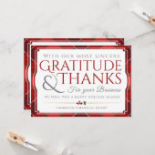 Met onze dankbaarheid en Bedankt voor uw bedrijf Kaart (Voorkant / Achterkant in situ)