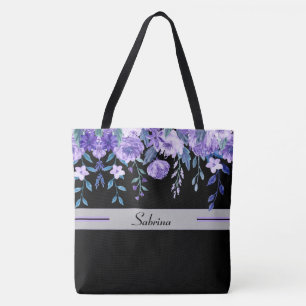 Met Paarse Bloemen Geschilderde Tassen Met Initiaa
