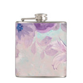 met Paarse bloemen omwikkelde kolf Heupfles (Voorkant)