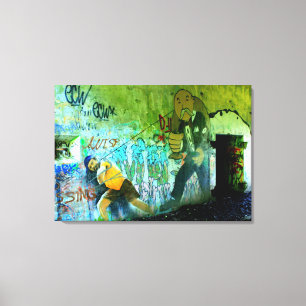 Met paks eiland graffiti omsloten doek canvas afdruk