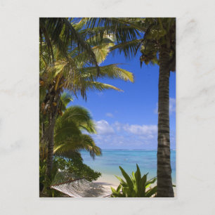 Met palmbomen omzoomd strand Cook Eilanden 2 Briefkaart