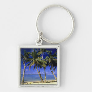 Met palmen omzoomd strand Cook Eilanden 4 Sleutelhanger