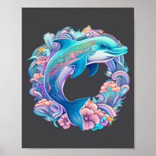 Met Pasen Festieve Illustratie Charmante Dolfijn Poster
