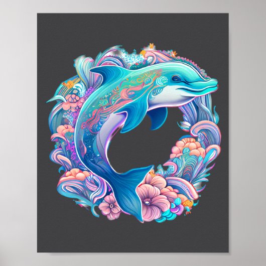 Met Pasen Festieve Illustratie Charmante Dolfijn Poster (Voorkant)