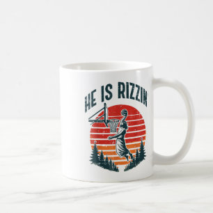 Met Pasen is hij Rizzin Retro Basketbal Religieuze Koffiemok