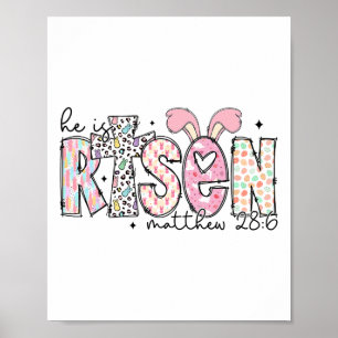 Met Pasen is hij verrezen Jezus Christelijk Kruis Poster