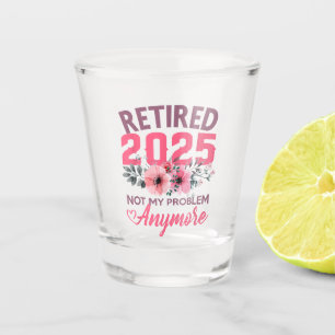 Met Pensioen 2025 Dames Retro Bloemen, Pensionerin Shot Glas