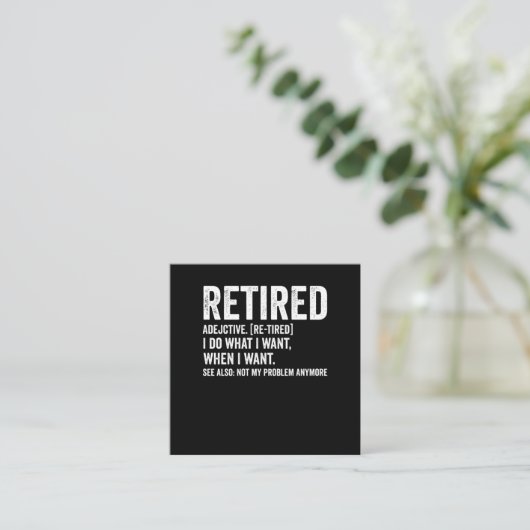 Met Pensioen Bijvoeglijk Naamwoord Definitie Niet  Vierkante Visitekaartje (Staand voorkant)