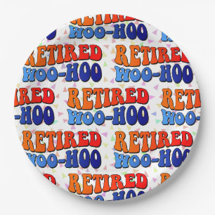 Met Pensioen Woo Hoo Vintage Groovy Tekst Papieren Bordje