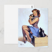 Met Puppies omhoog Briefkaart (Voorkant / Achterkant)