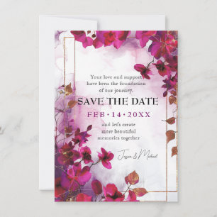 Met QR-code Fuchsia Enchantment: Waterverf Save The Date