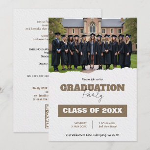 🎓Met QR-code Klas Jaar Foto Afstudeerfeest Uitnod Kaart