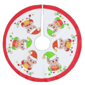 Met rode Lijsten is kerstmis op wit wit Kerstboom Rok (Voorkant)