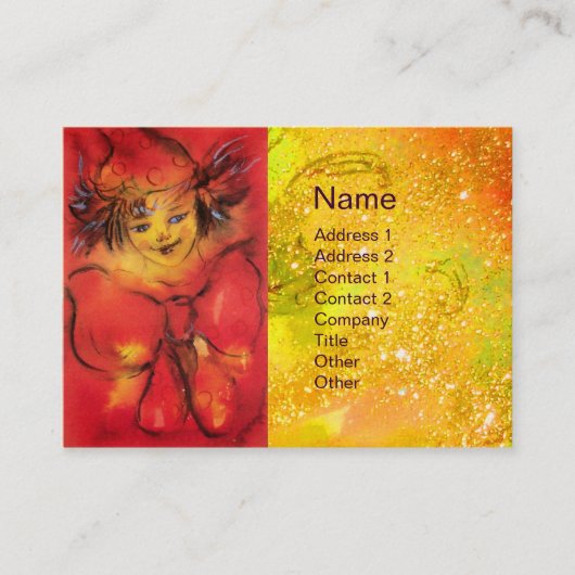 MET RODE RIBBON IN GOUDE SPARKLEN VISITEKAARTJE (Voorkant)