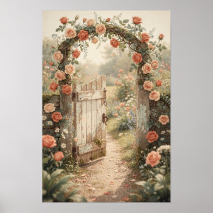 Met Rozen Overdekte Tuinhek Bloemenposter Poster
