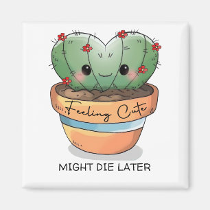 Met schattige cactus, sacharige rode bloem, pas je magneet