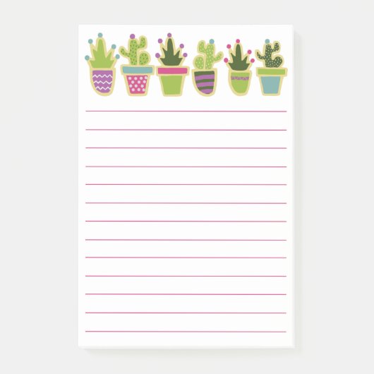met Schattigee cactus bekleed matje Post-it® Notes (Voorkant)