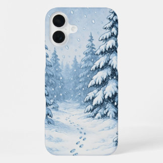Met sneeuw bedekt bos iPhone 16 plus hoesje
