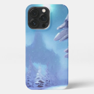 Met sneeuw bedekt bos onder een heldere wintermaan iPhone 13 pro hoesje